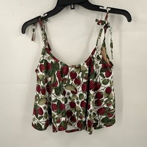 Kortni Jeane Womens Tie Strap Flowy Swing Swim Top Berry Print Size Large